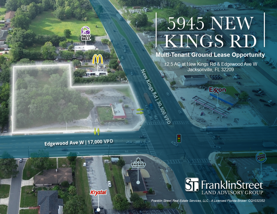 0.50–2.50 AC Ground Lease | Signalized Corner | New Kings Rd & Edgewood Ave W